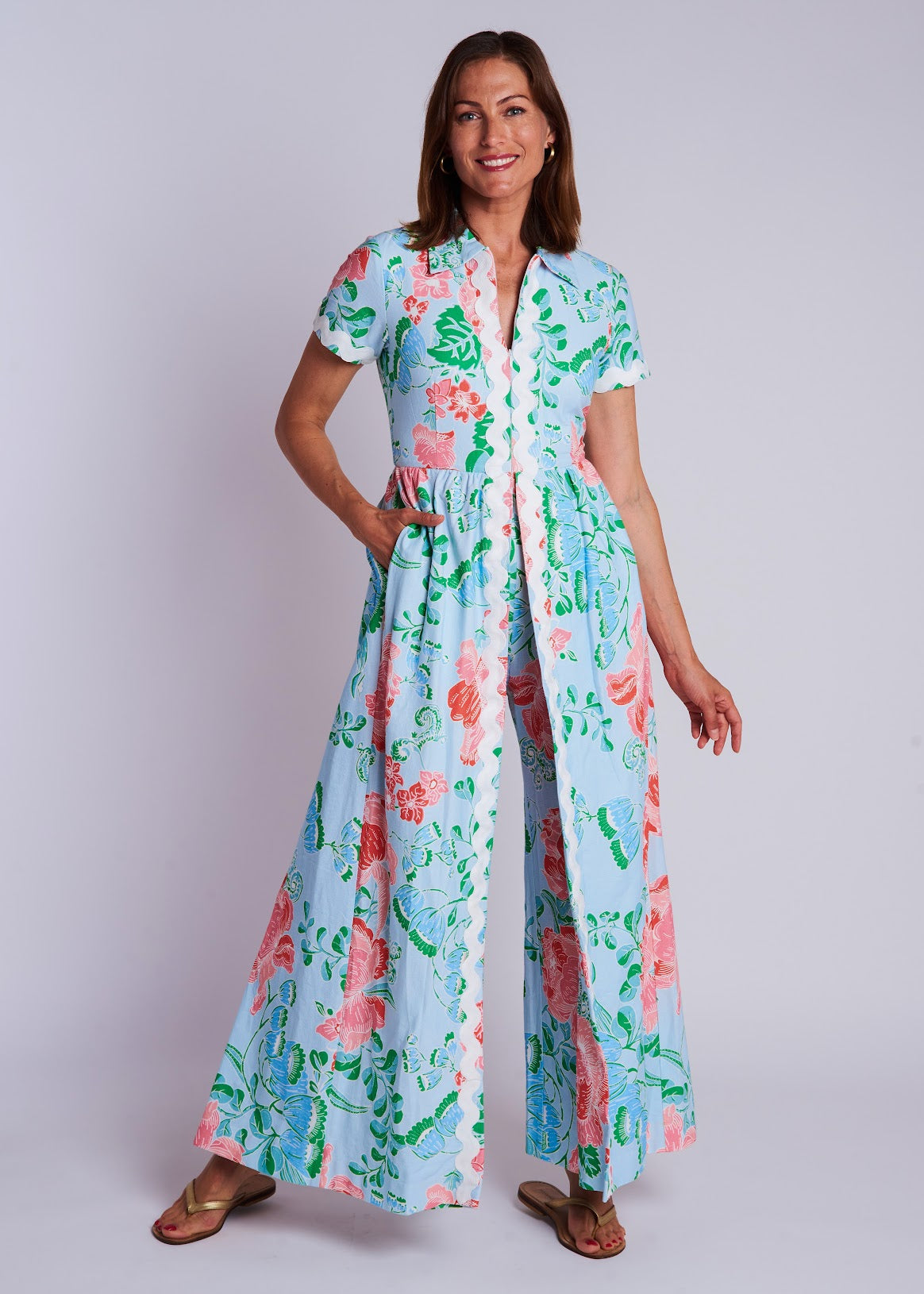 Coulotte Dress-Cordelia Sky Multi