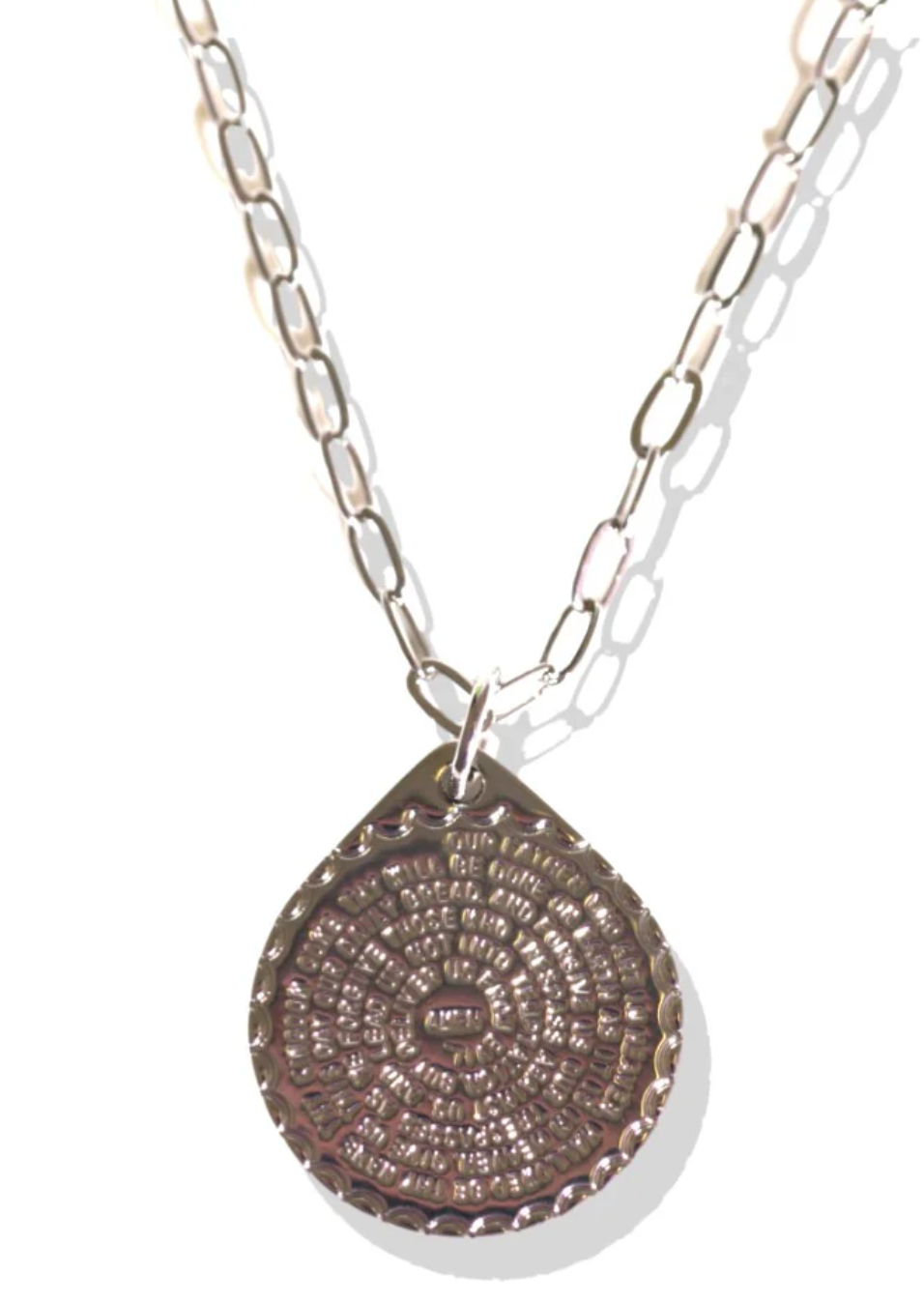 Charm Bar - Lord's Prayer Medallion and Chain (Silver)