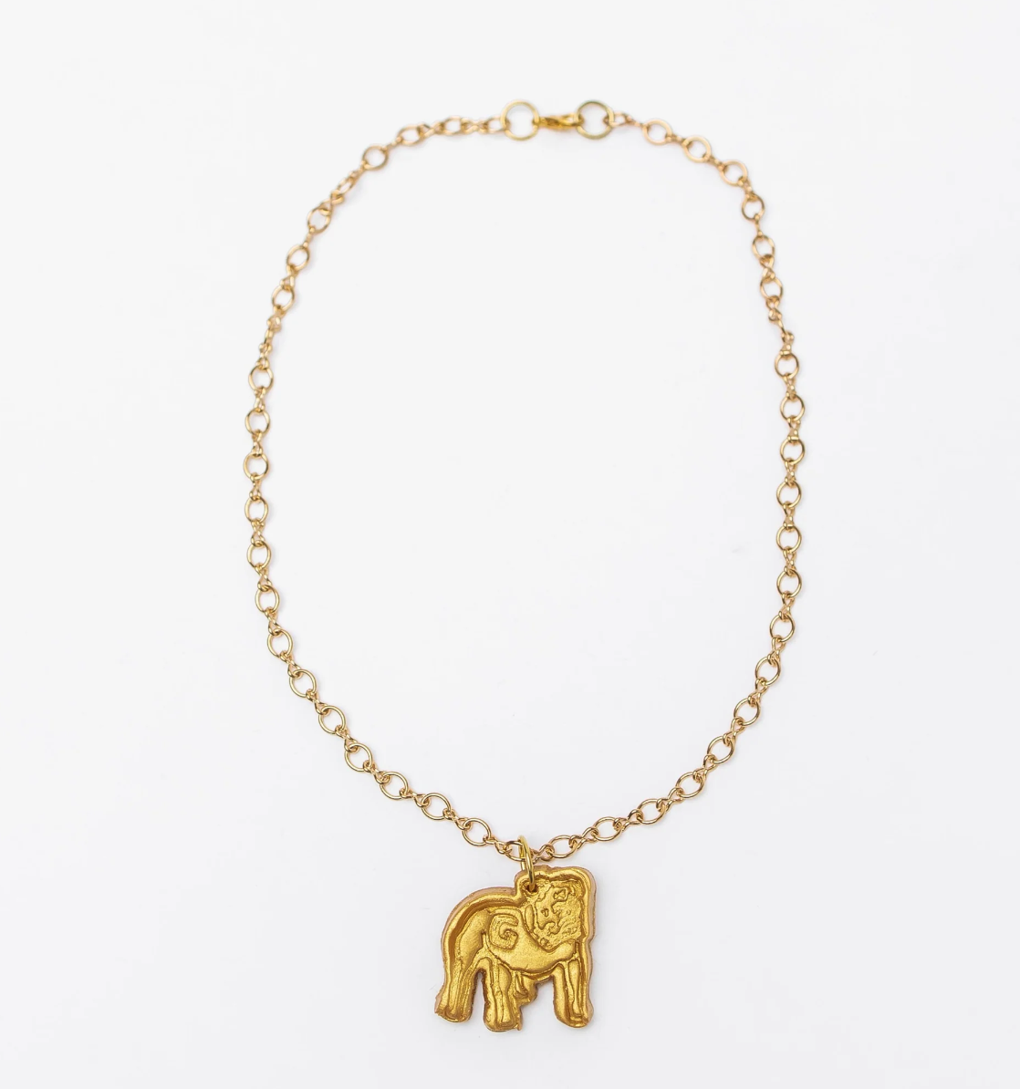 Gold Plated Bulldog Pendant Necklace