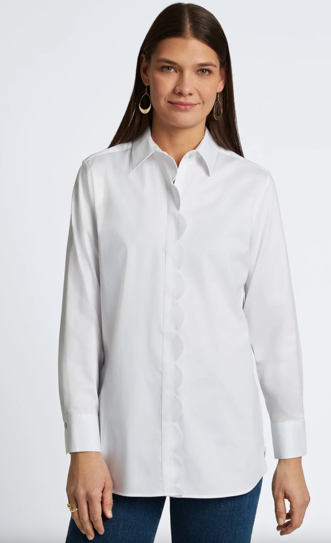 Layla Stretch Matte Sateen No Iron Tunic - White