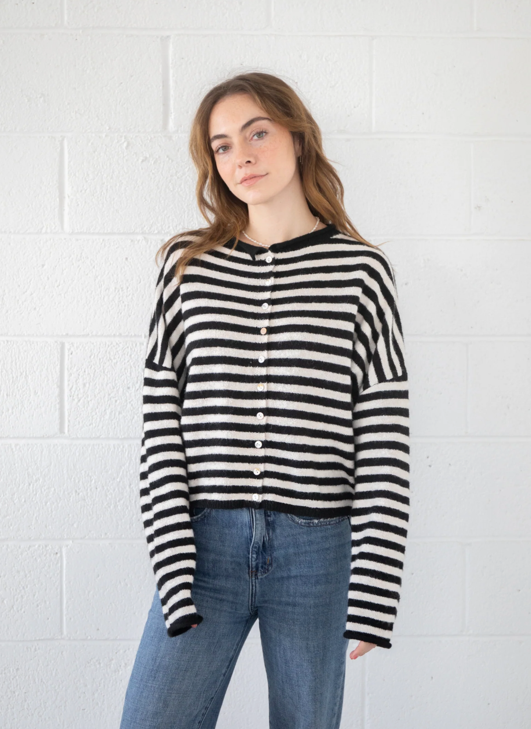 The Kimberly Cardigan - Black and White Stripe