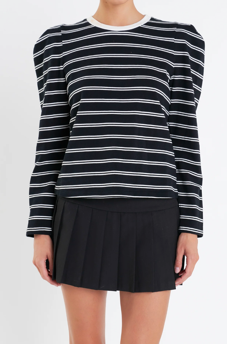 Striped Puff Sleeves Top