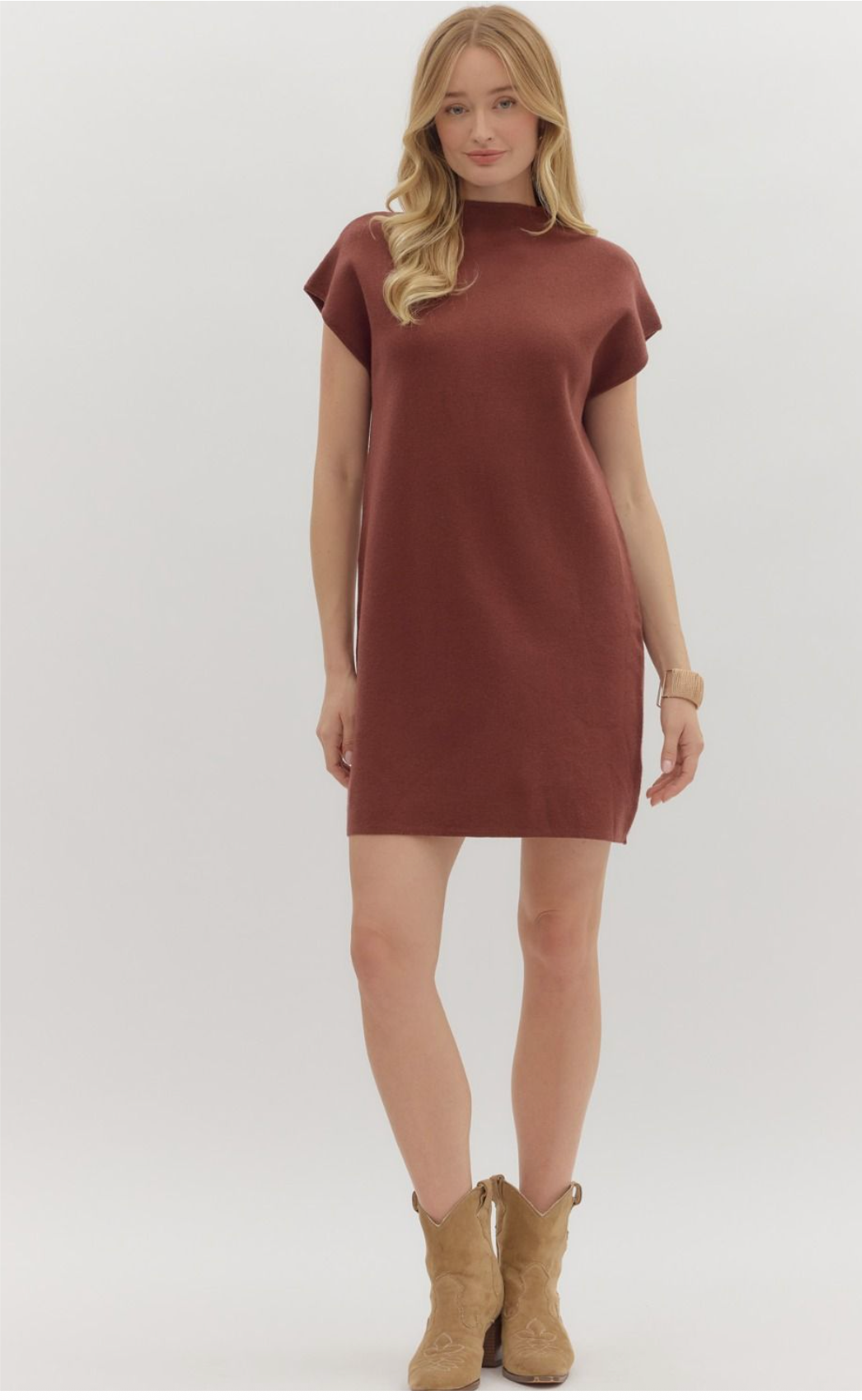 The Sofie Mock Neck Sweater Dress - Three Colors