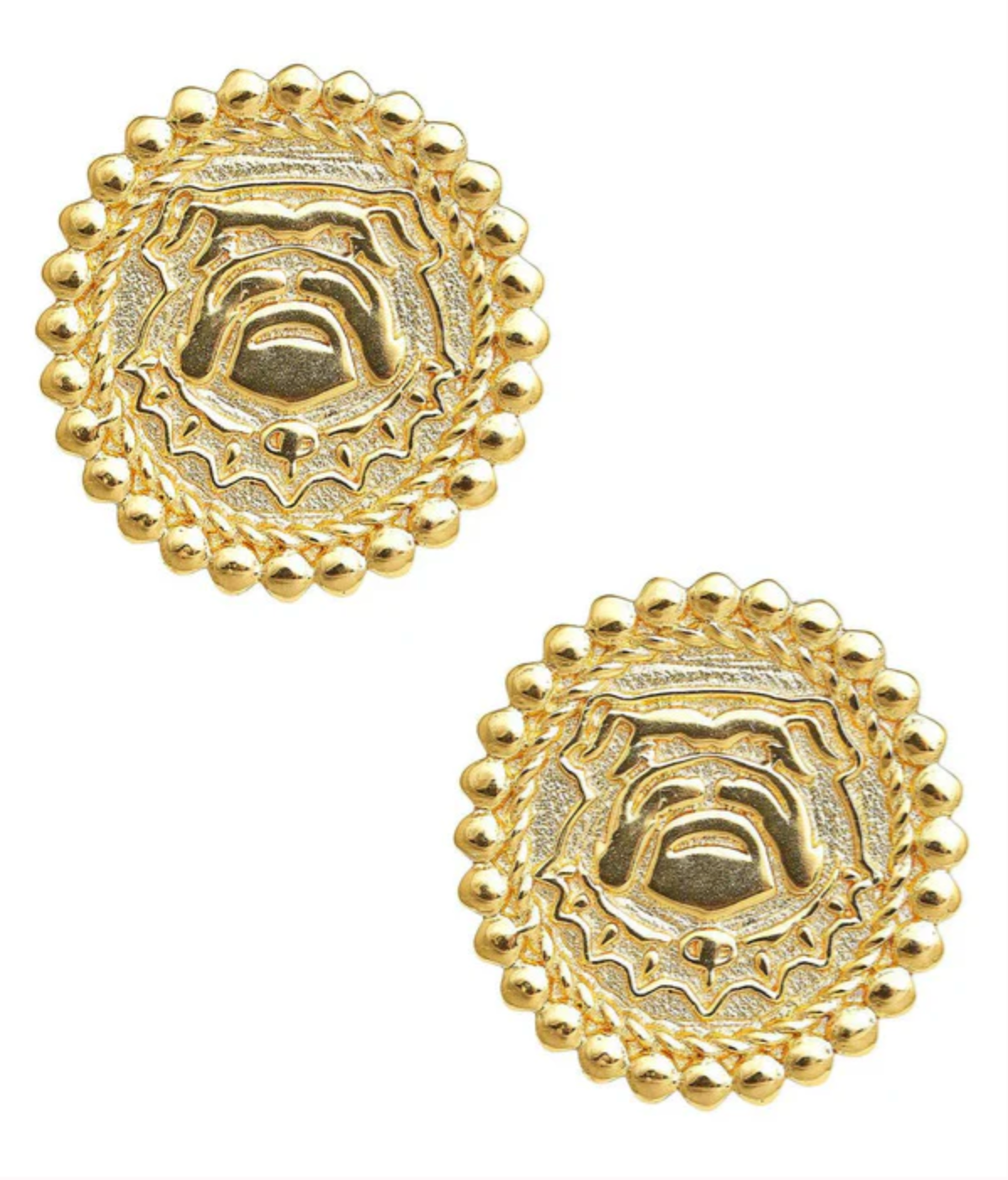 Bulldog Coin Stud - Gold Earring