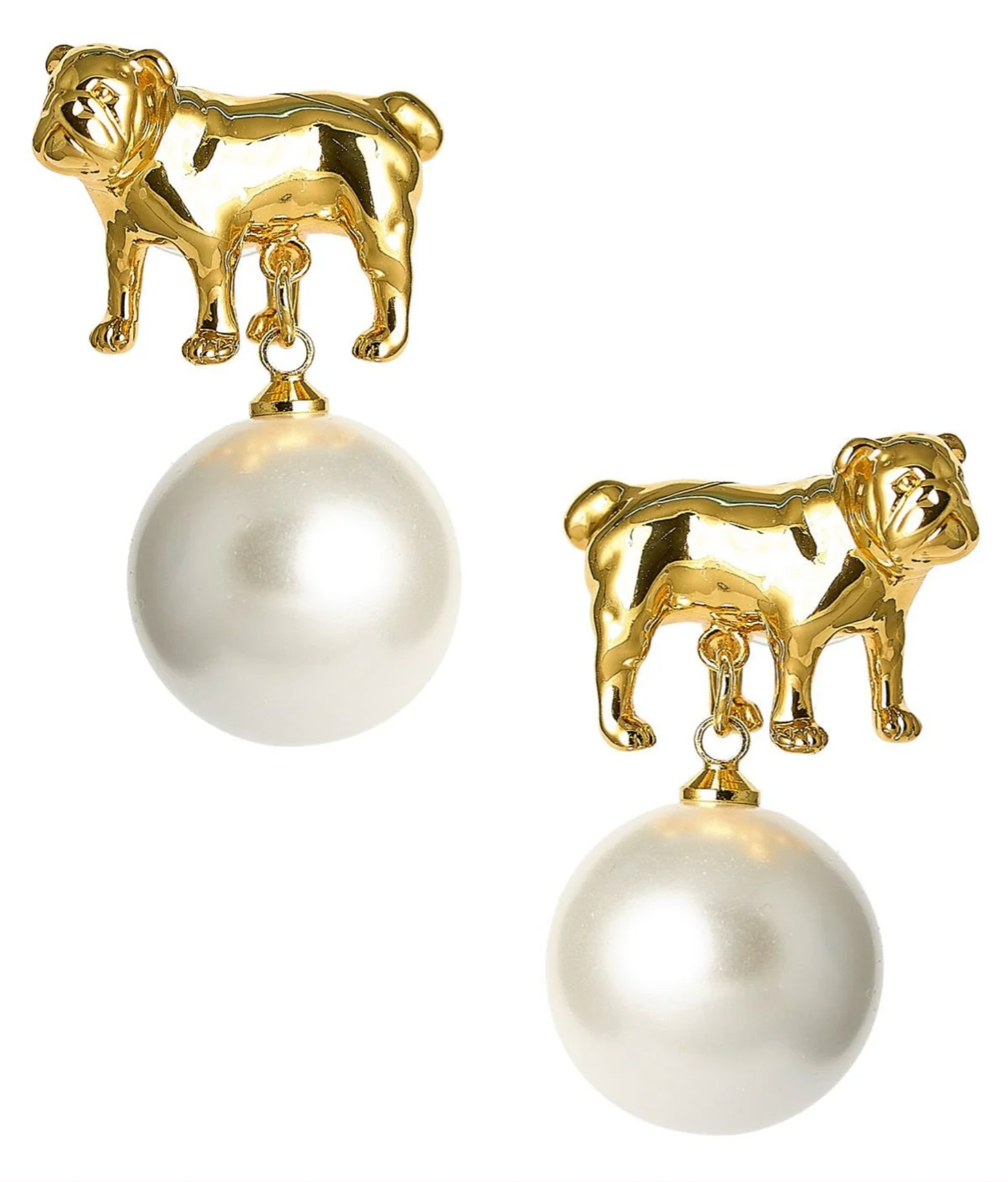 Bulldog Drop Stud Earring - 18k Gold Plated