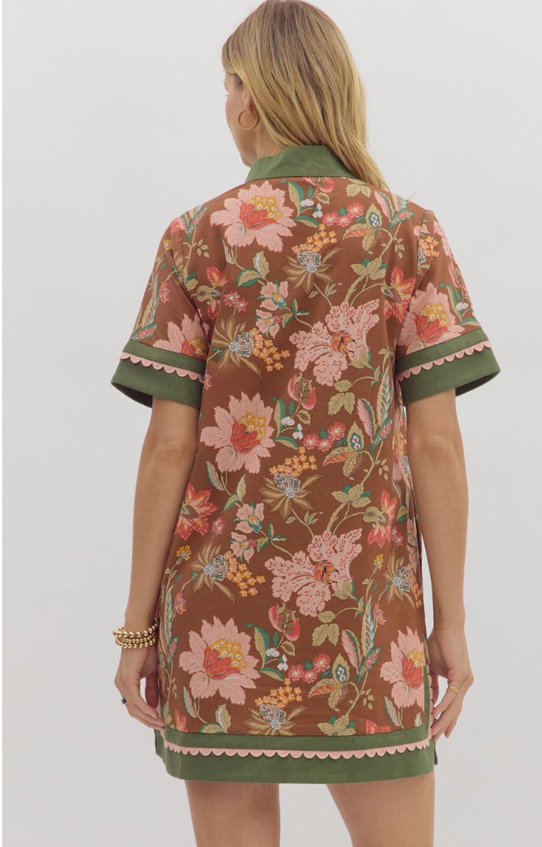 The Caroline Floral Mini Dress - Brown