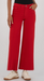 Red jeans worn by a person on a white background