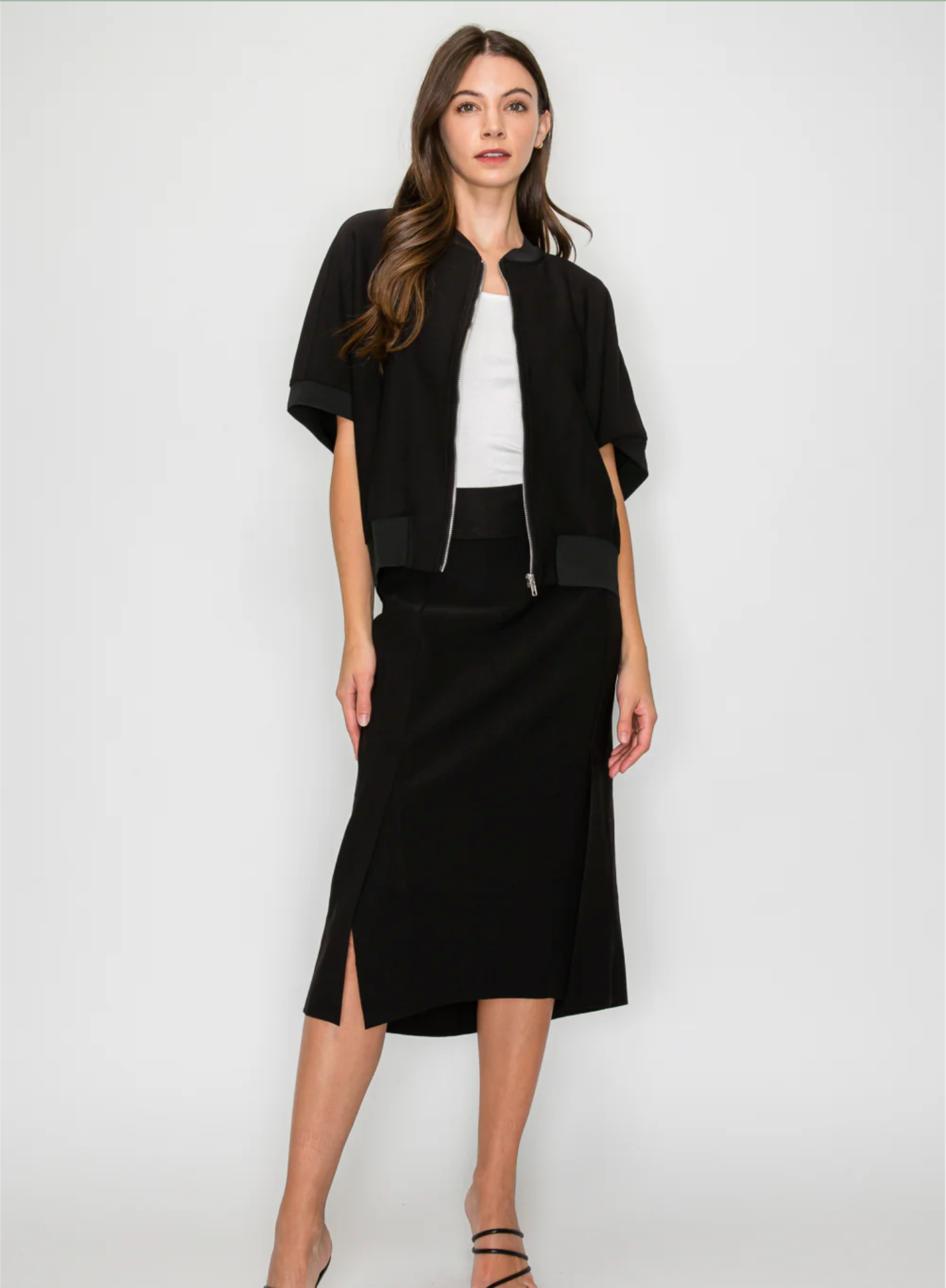 The Katy Stretch Crepe Jacket - Black