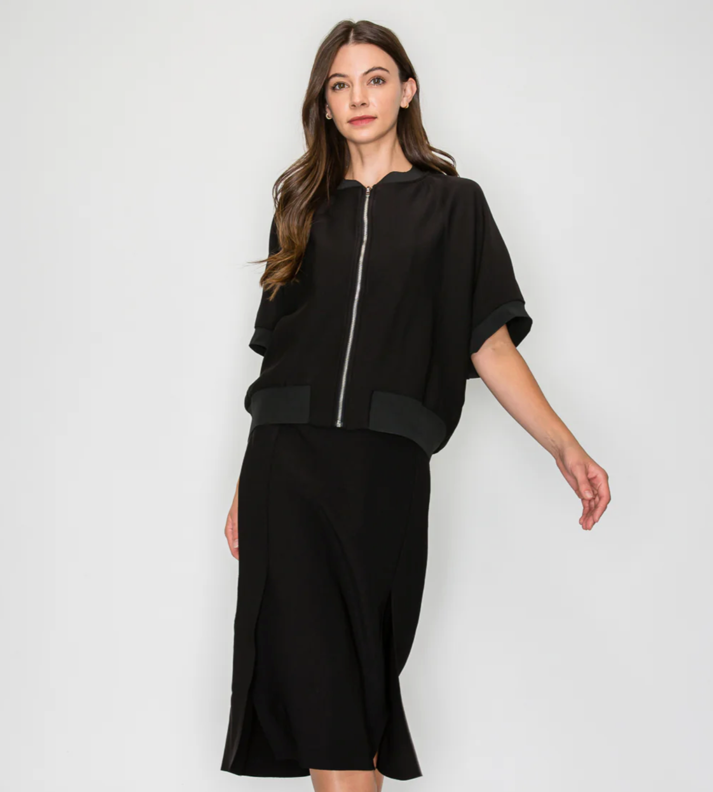 The Katy Stretch Crepe Jacket - Black