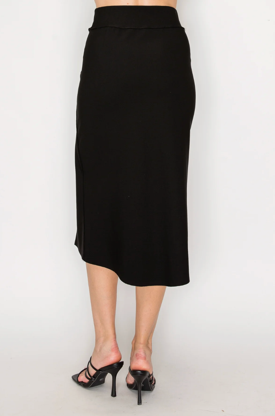 The Kamari Stretch Crepe Knit Skirt - Black