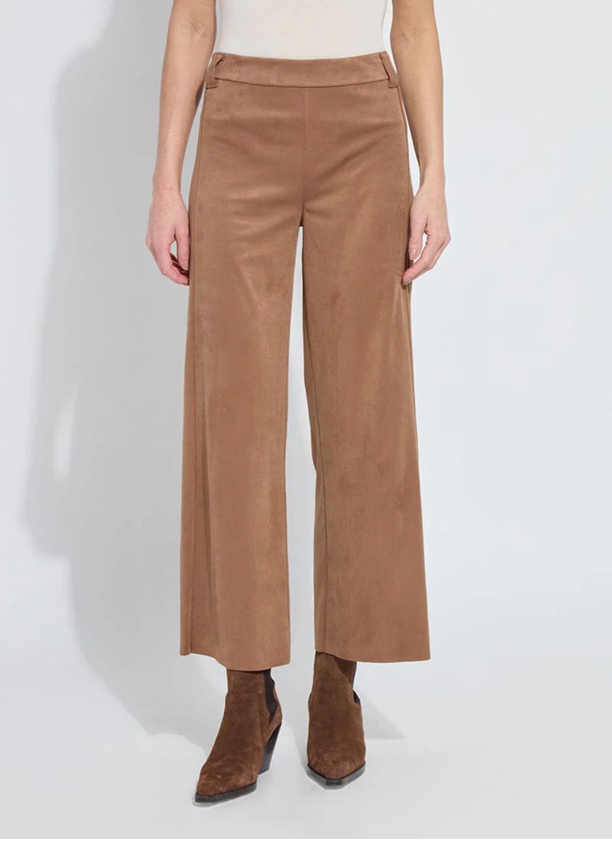 Vionette Vegan Suede Wide Leg Trouser - Lux Camel