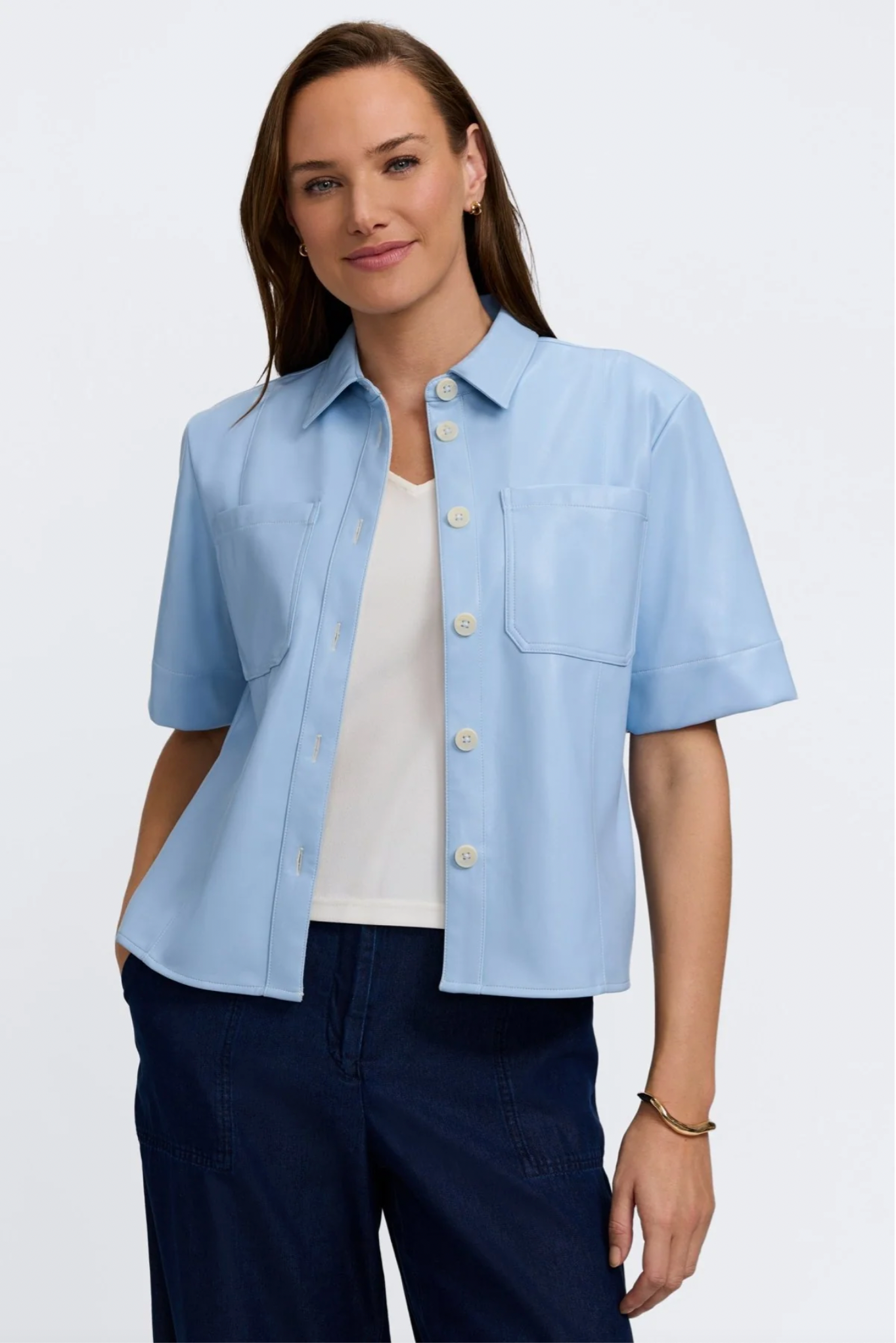 Demi Vegan Leather Elbow Sleeve Shirt Jacket - Two Colors