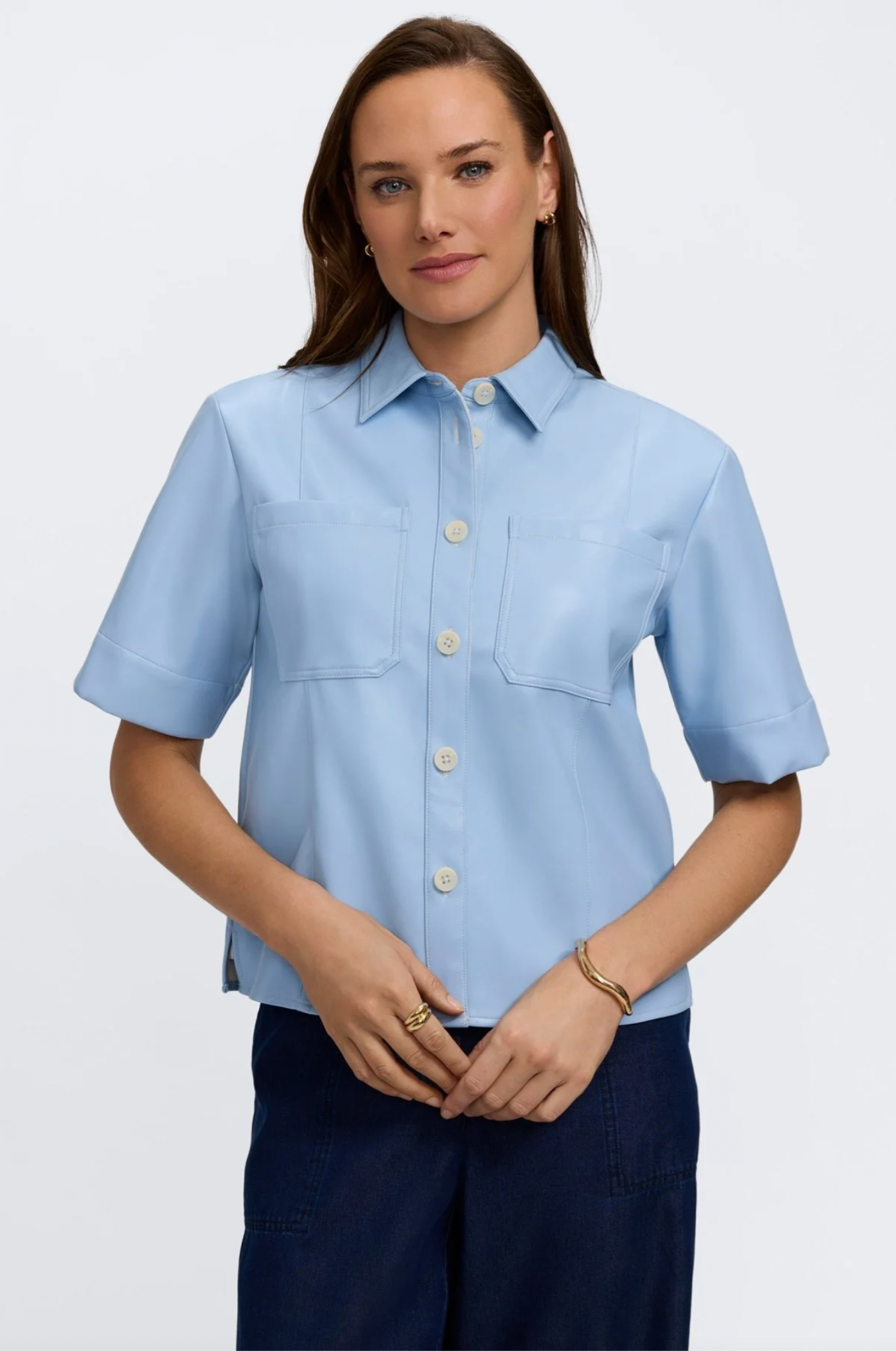 Demi Vegan Leather Elbow Sleeve Shirt Jacket - Two Colors