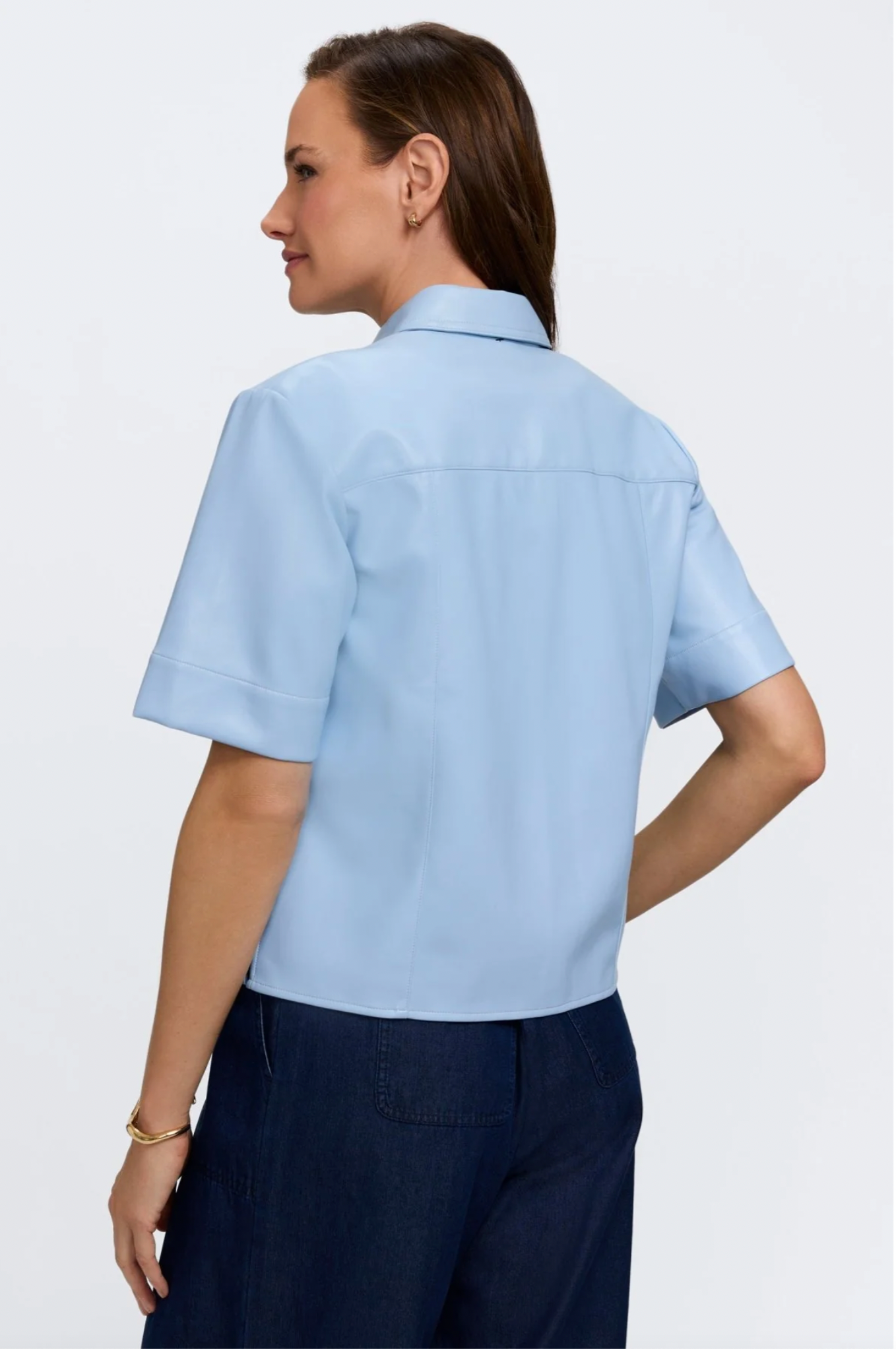 Demi Vegan Leather Elbow Sleeve Shirt Jacket - Two Colors