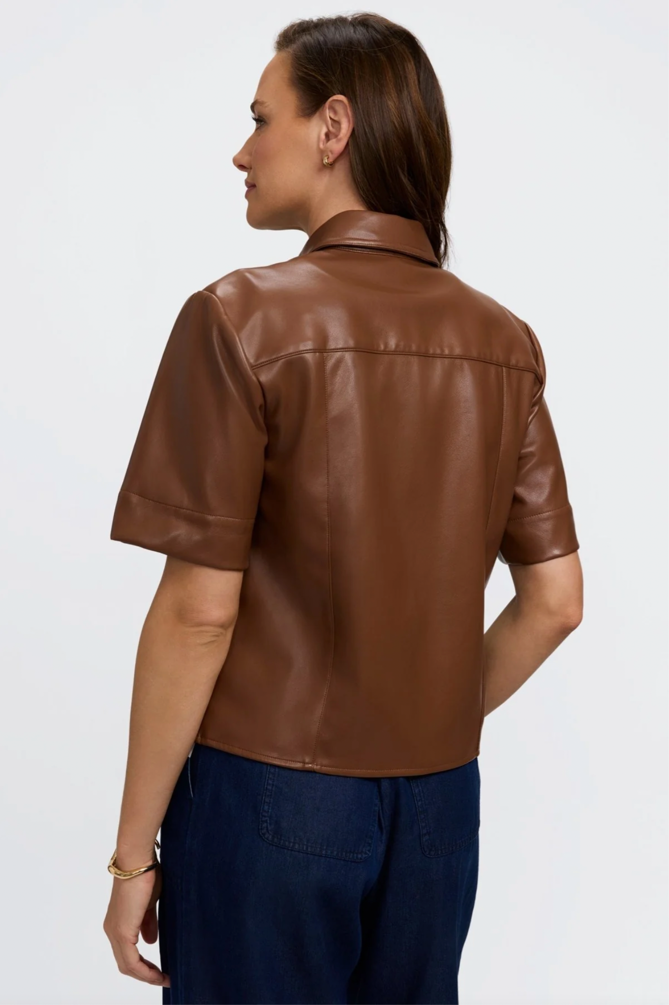 Demi Vegan Leather Elbow Sleeve Shirt Jacket - Two Colors