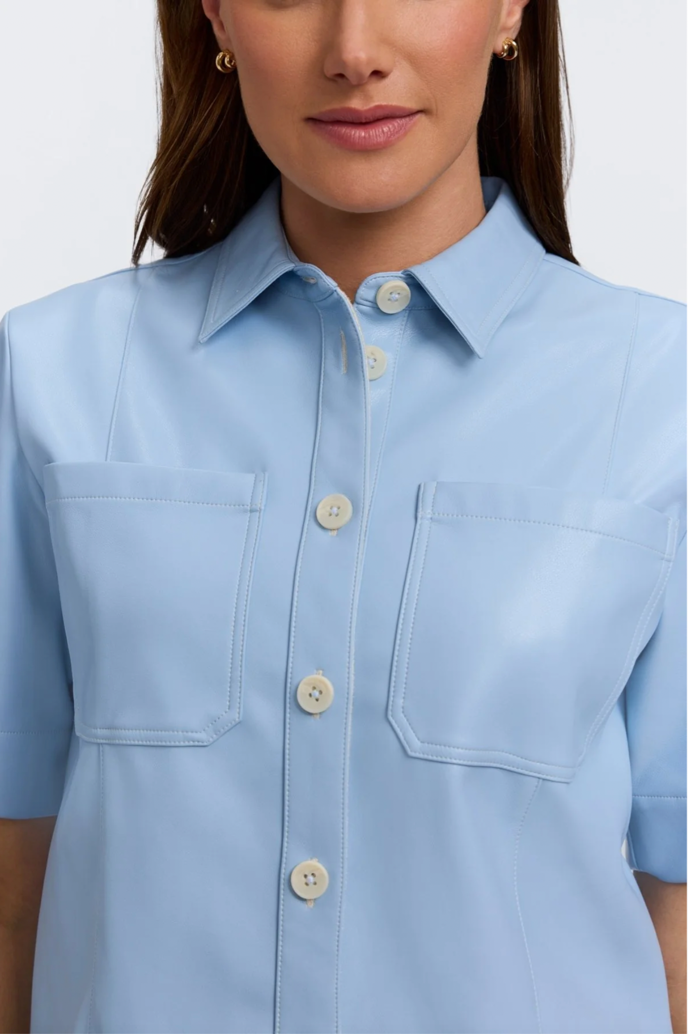 Demi Vegan Leather Elbow Sleeve Shirt Jacket - Two Colors