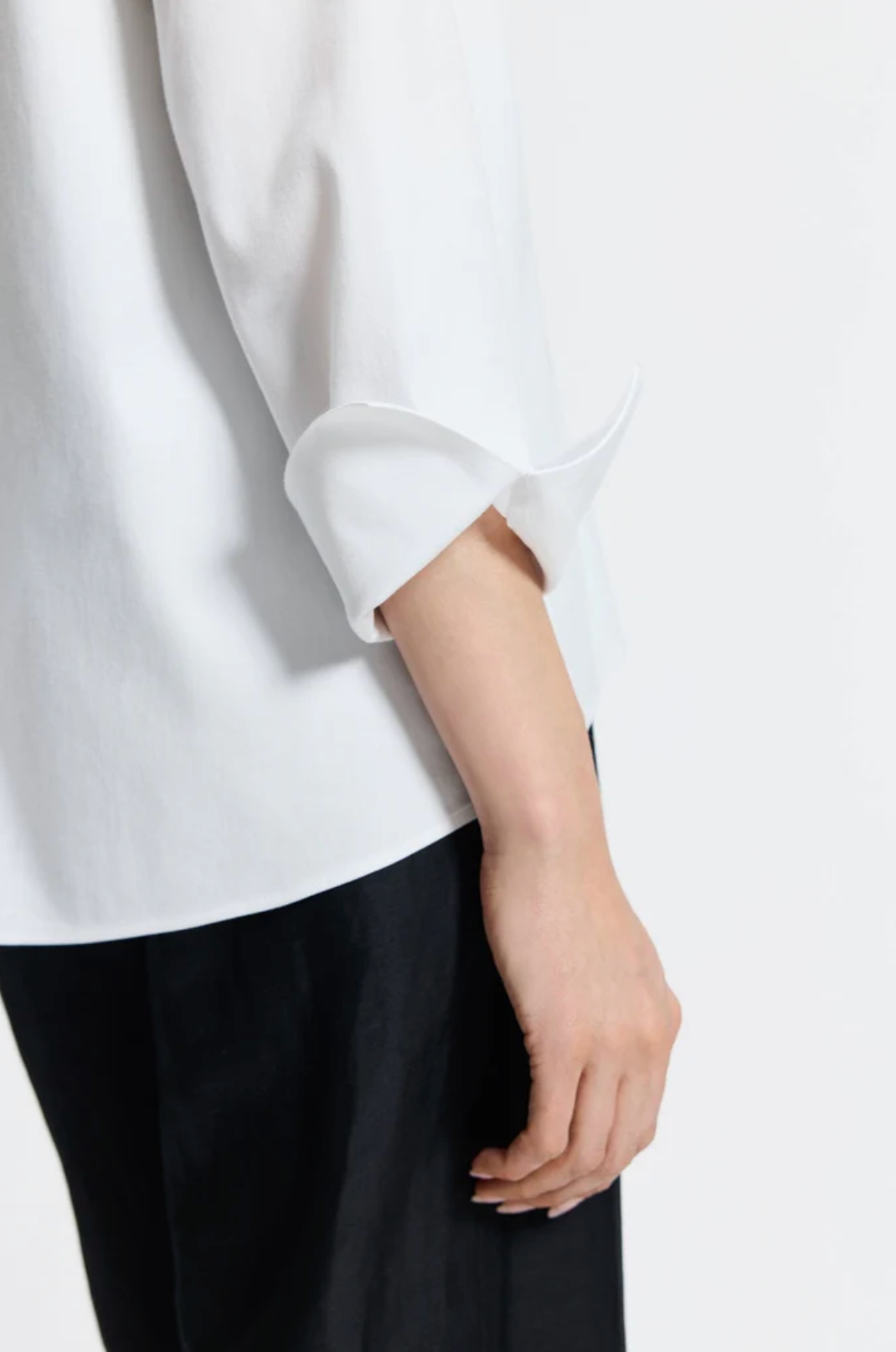 Agnes Stretch No Iron Popover Long Sleeve Shirt - White