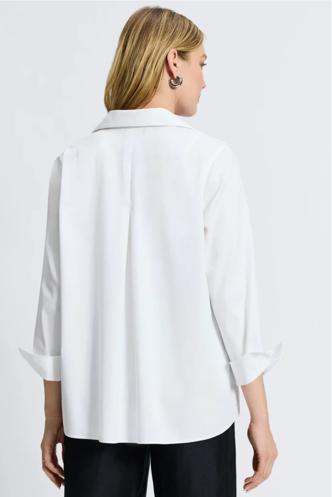 Agnes Stretch No Iron Popover Long Sleeve Shirt - White