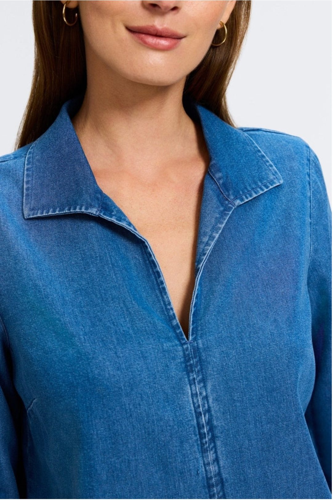 Agnes Tencel Denim 3/4 Sleeve Shirt - Medium Wash