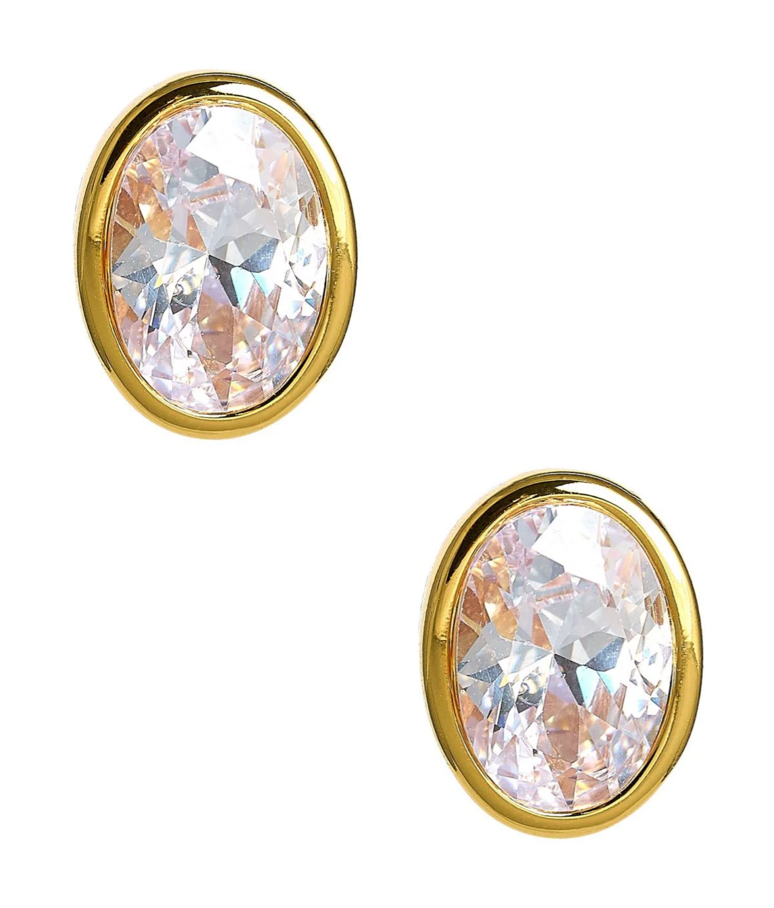 Large Bezel Oval Stud - Two Colors