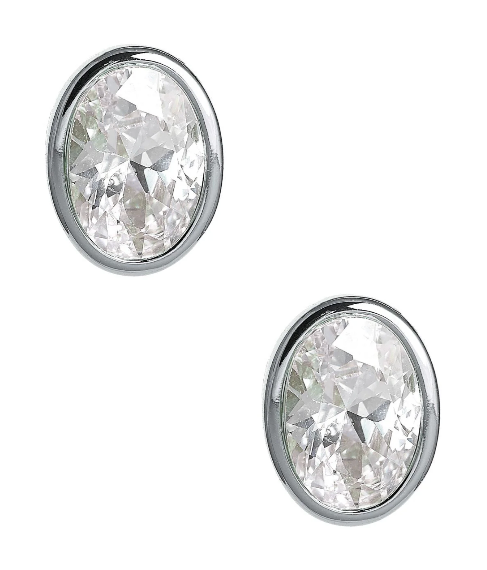 Large Bezel Oval Stud - Two Colors