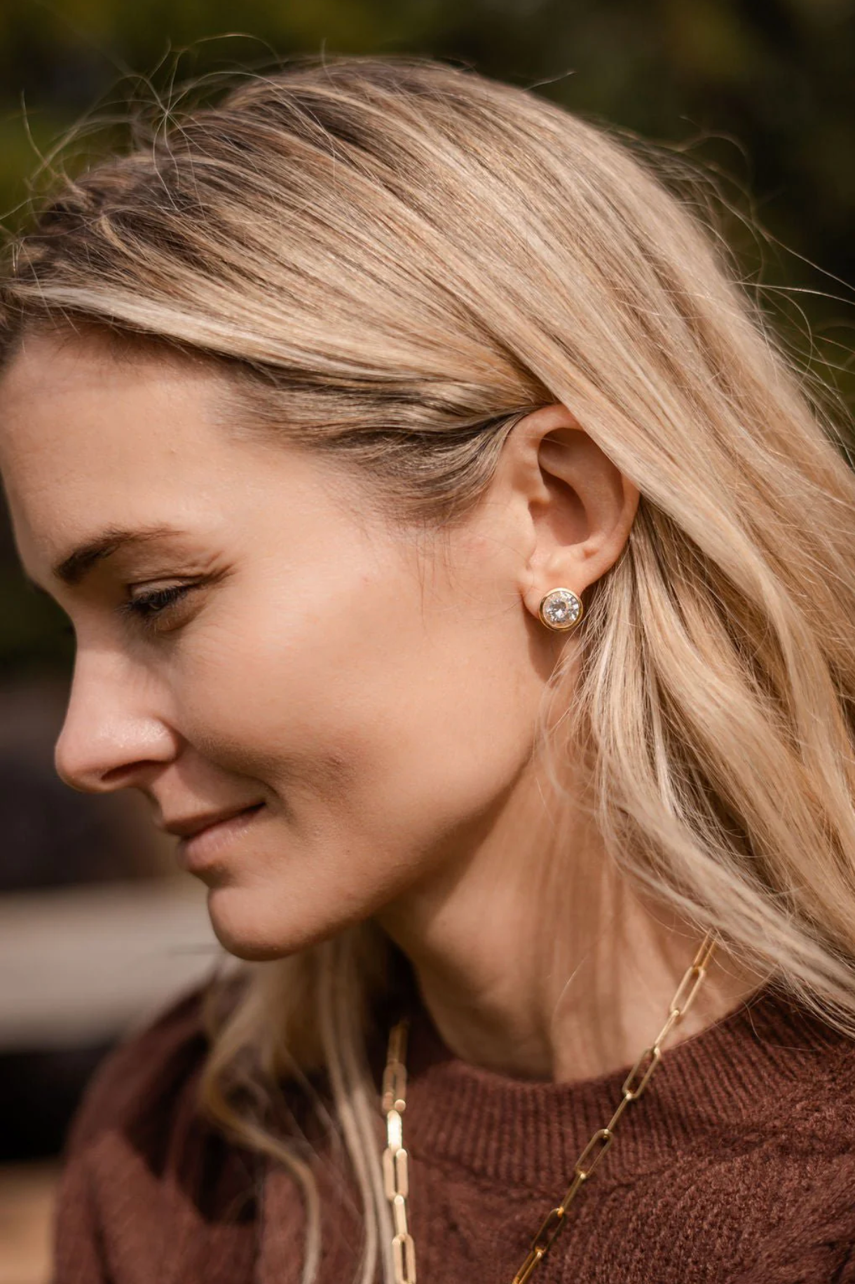 Large Bezel Stud - Three Colors