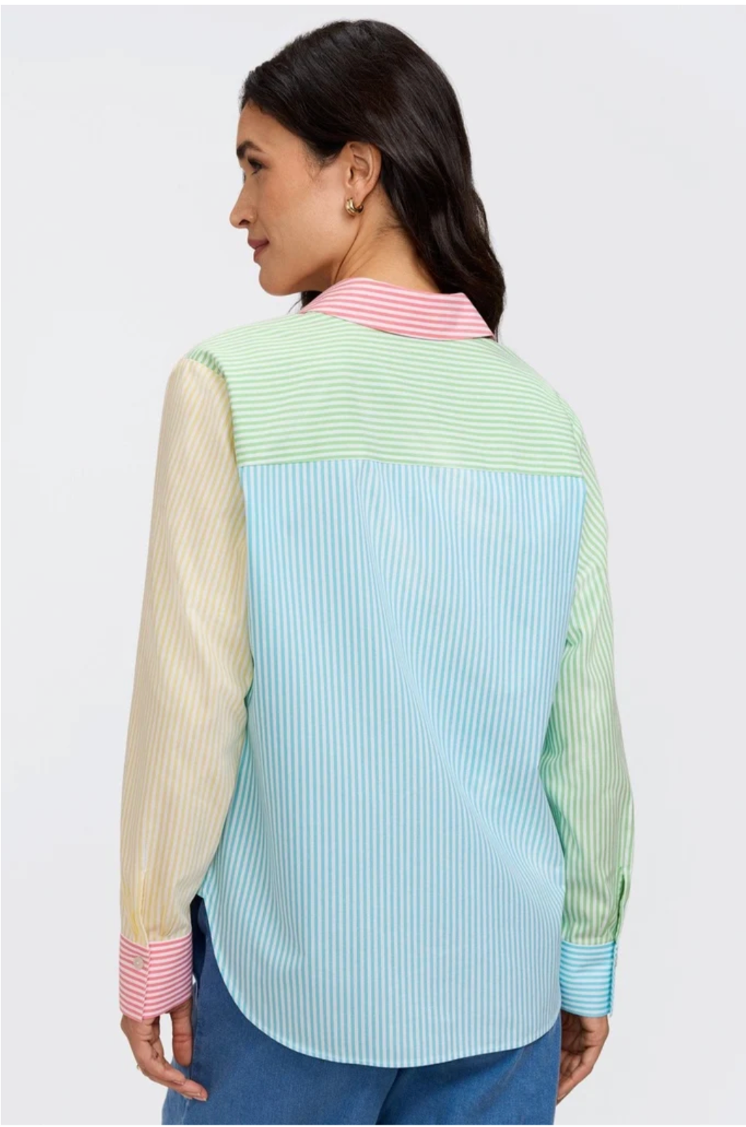 Meghan No Iron Pinpoint Mixed Stripes Long Sleeve Shirt