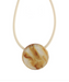 Necklace with a round, marbled pendant on a white background