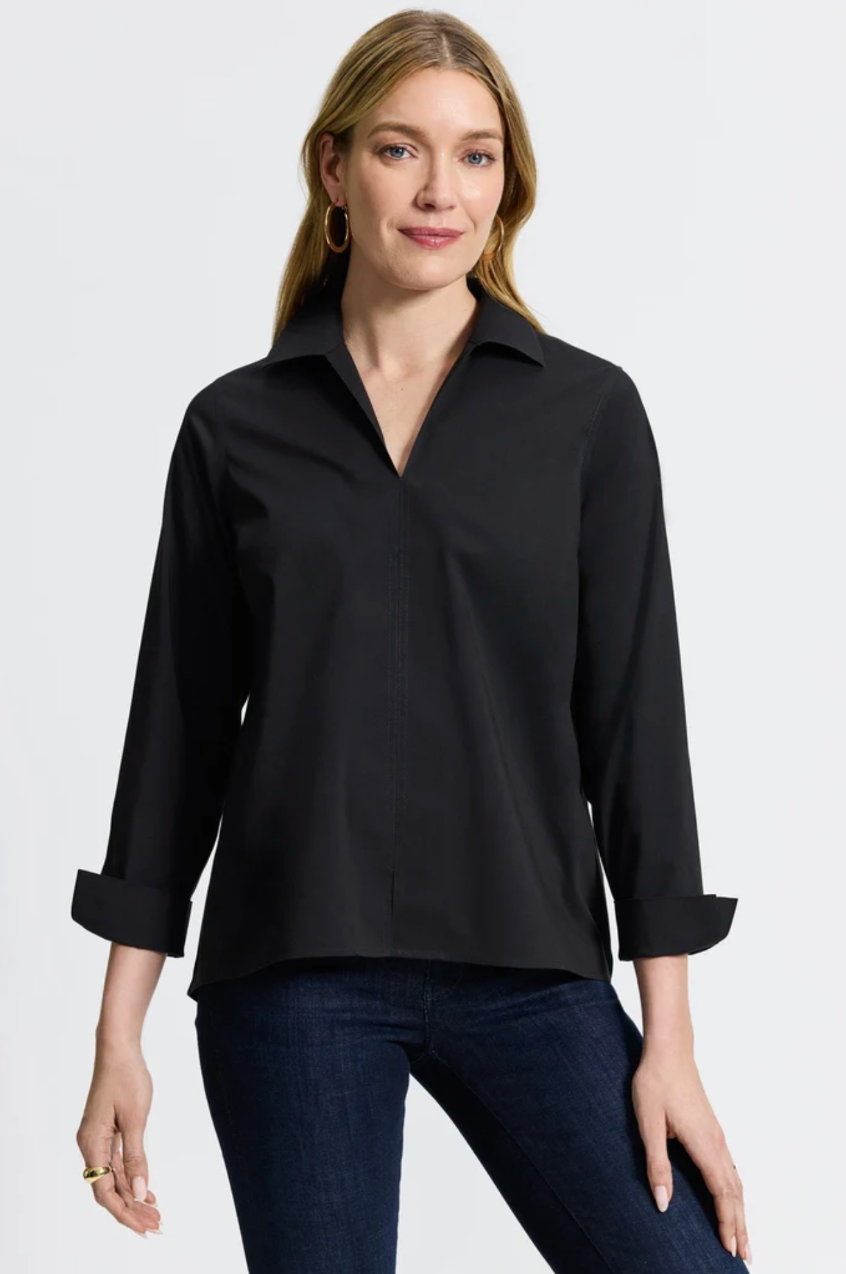 Agnes Stretch No Iron Popover Long Sleeve Shirt - Two Colors