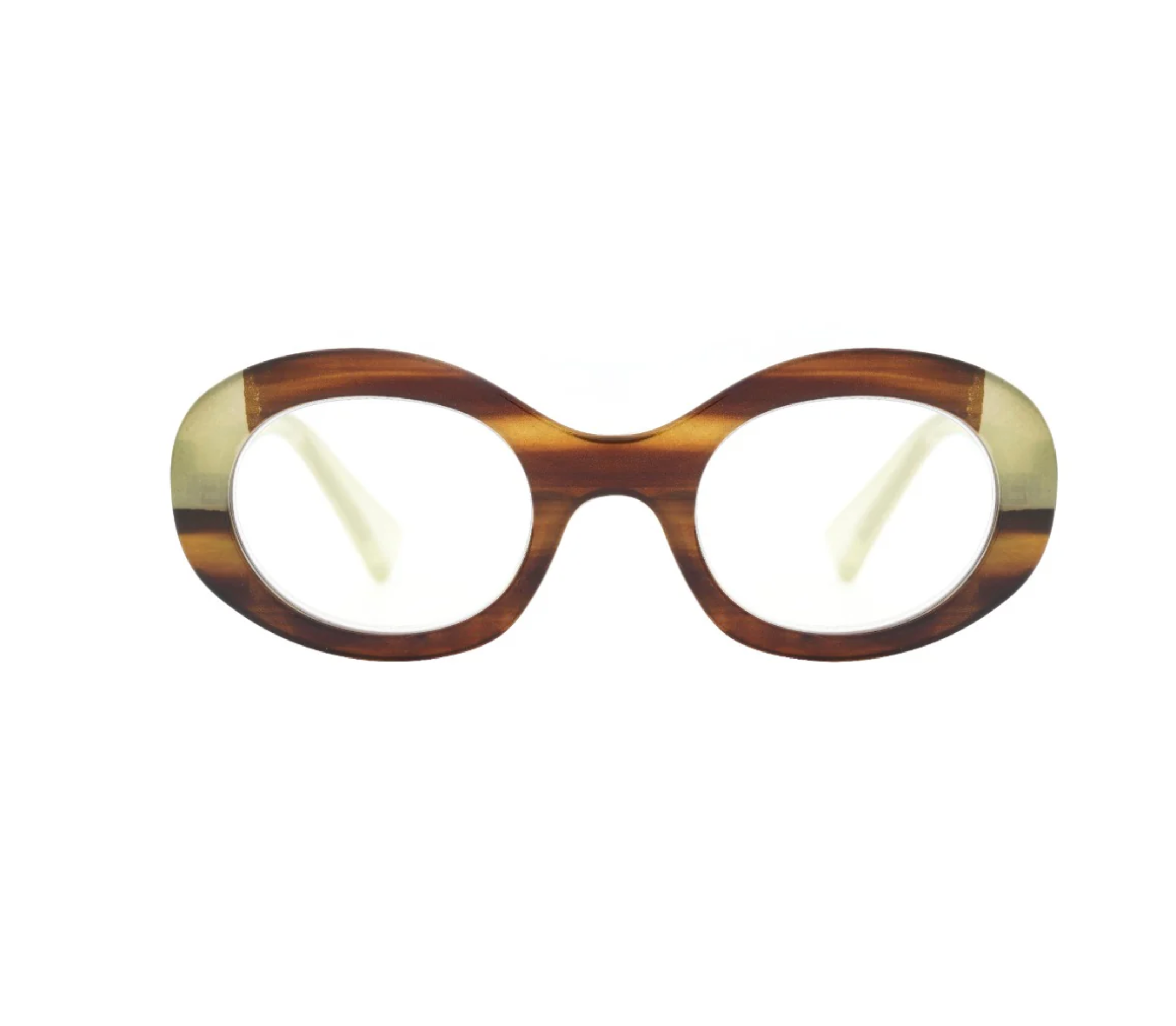 Seraphina Reading Glasses - Brown with Light Green Temples