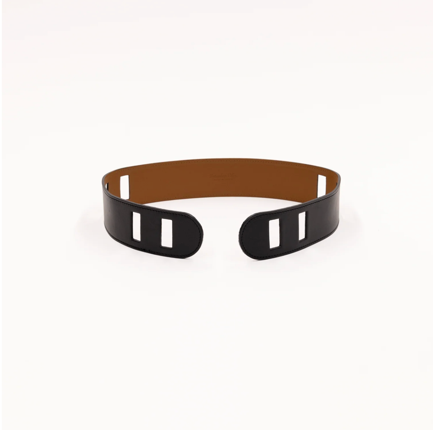 Black belt with brown interior on a white background