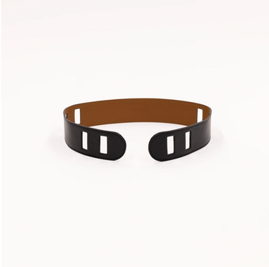 Black belt with brown interior on a white background