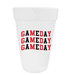 GAME DAY WITH ALTERNATING RED AND BLACK LETTERING ON STYROFOAM CUP