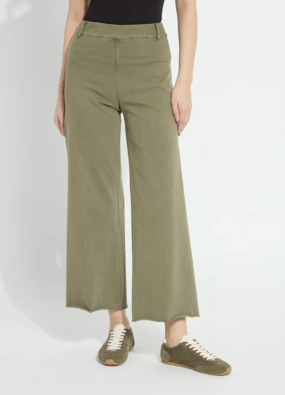 Erin Hi Waist Wide Leg Denim - Antique Wash Smoked Green