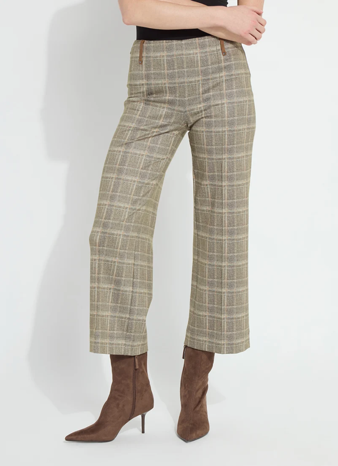 Livia Crop Pant - Smoked Green Plaid