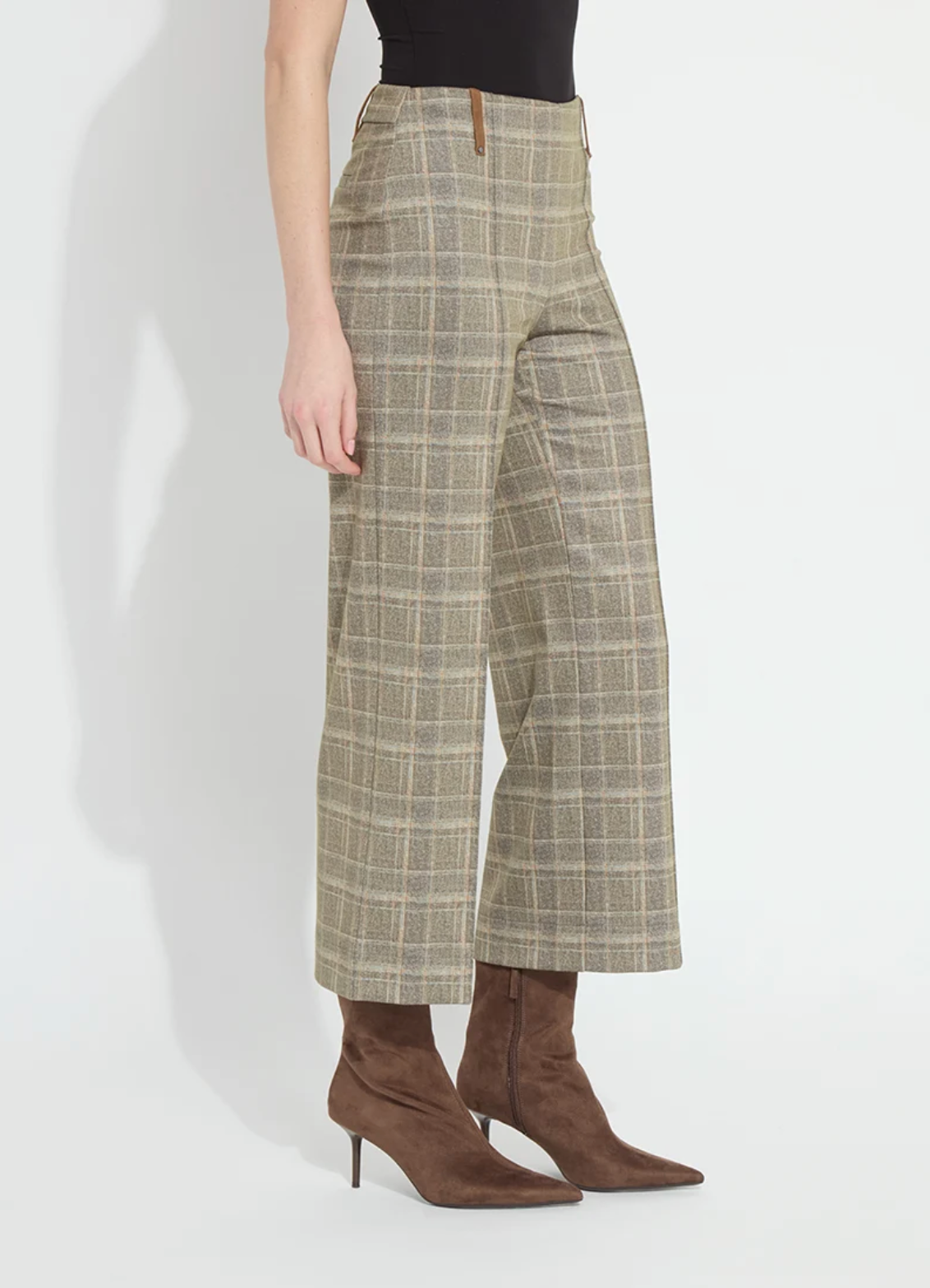 Livia Crop Pant - Smoked Green Plaid