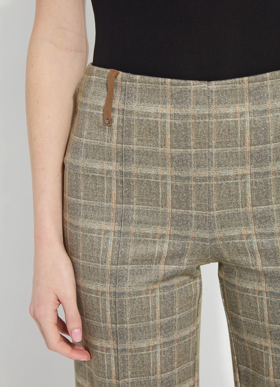 Livia Crop Pant - Smoked Green Plaid
