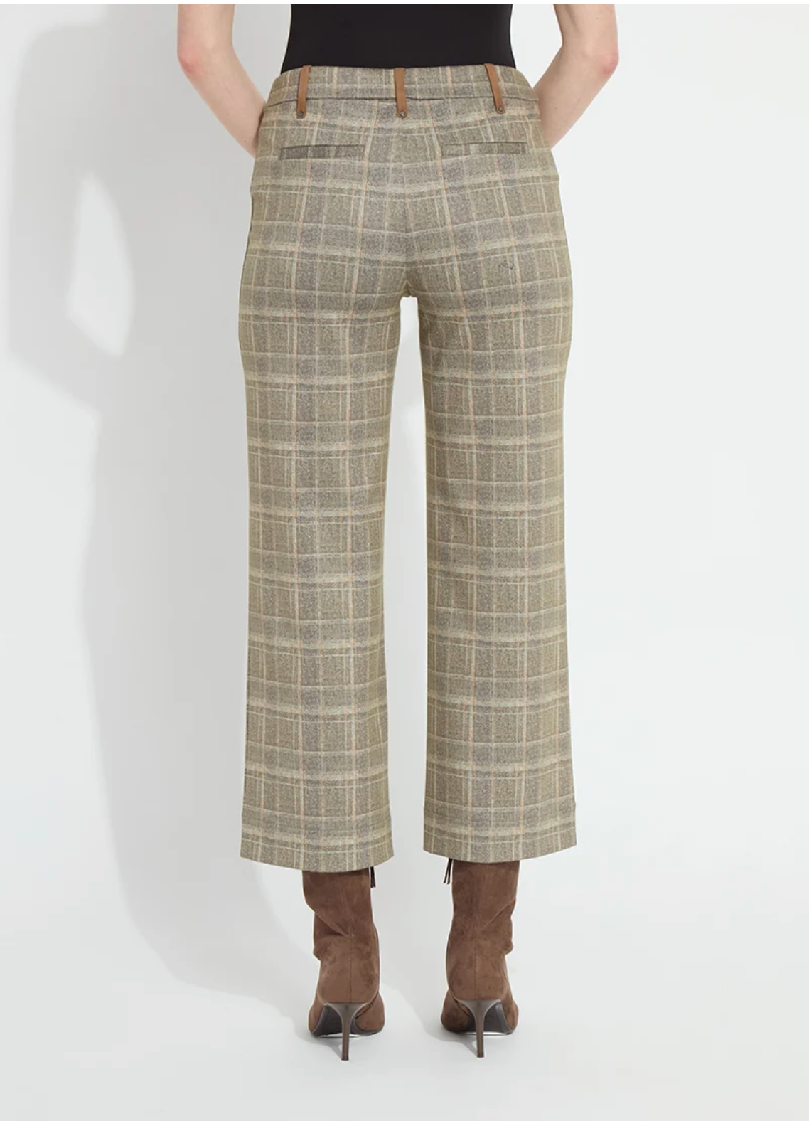 Livia Crop Pant - Smoked Green Plaid