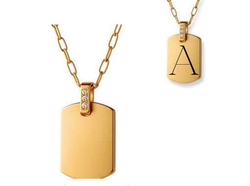 Engravable CZ Dog Tag Necklace