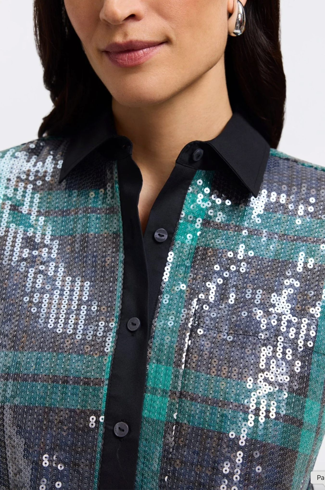 Marina Cavalry Twill Long Sleeve Shirt - Sequined Plaid