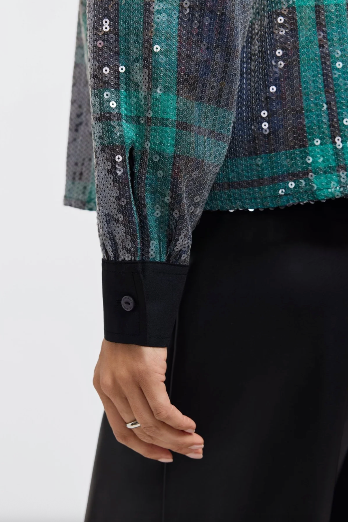 Marina Cavalry Twill Long Sleeve Shirt - Sequined Plaid