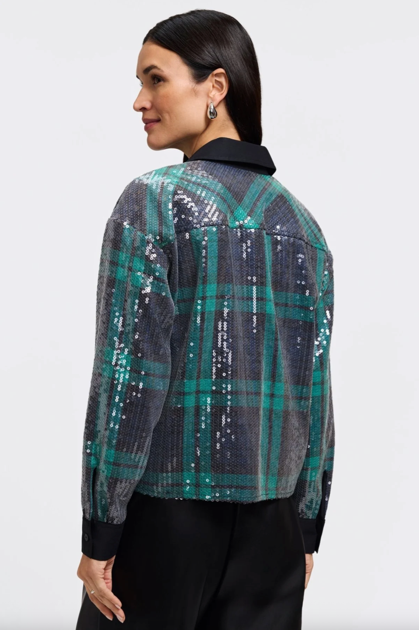 Marina Cavalry Twill Long Sleeve Shirt - Sequined Plaid