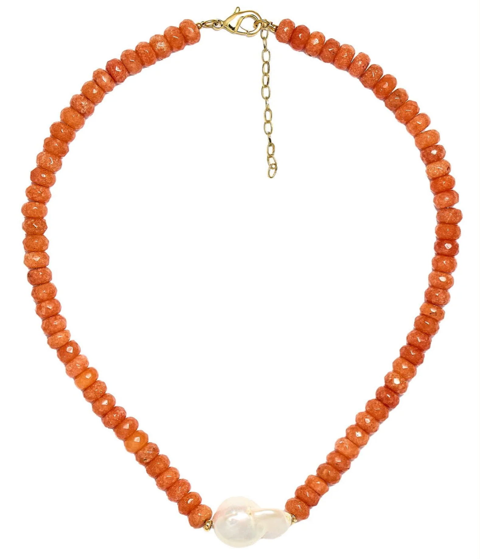 Suzie Quartz Beaded Necklace with Freshwater Pear - Seven Colors