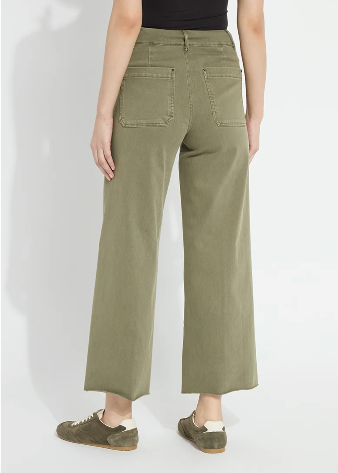 Erin Hi Waist Wide Leg Denim - Antique Wash Smoked Green