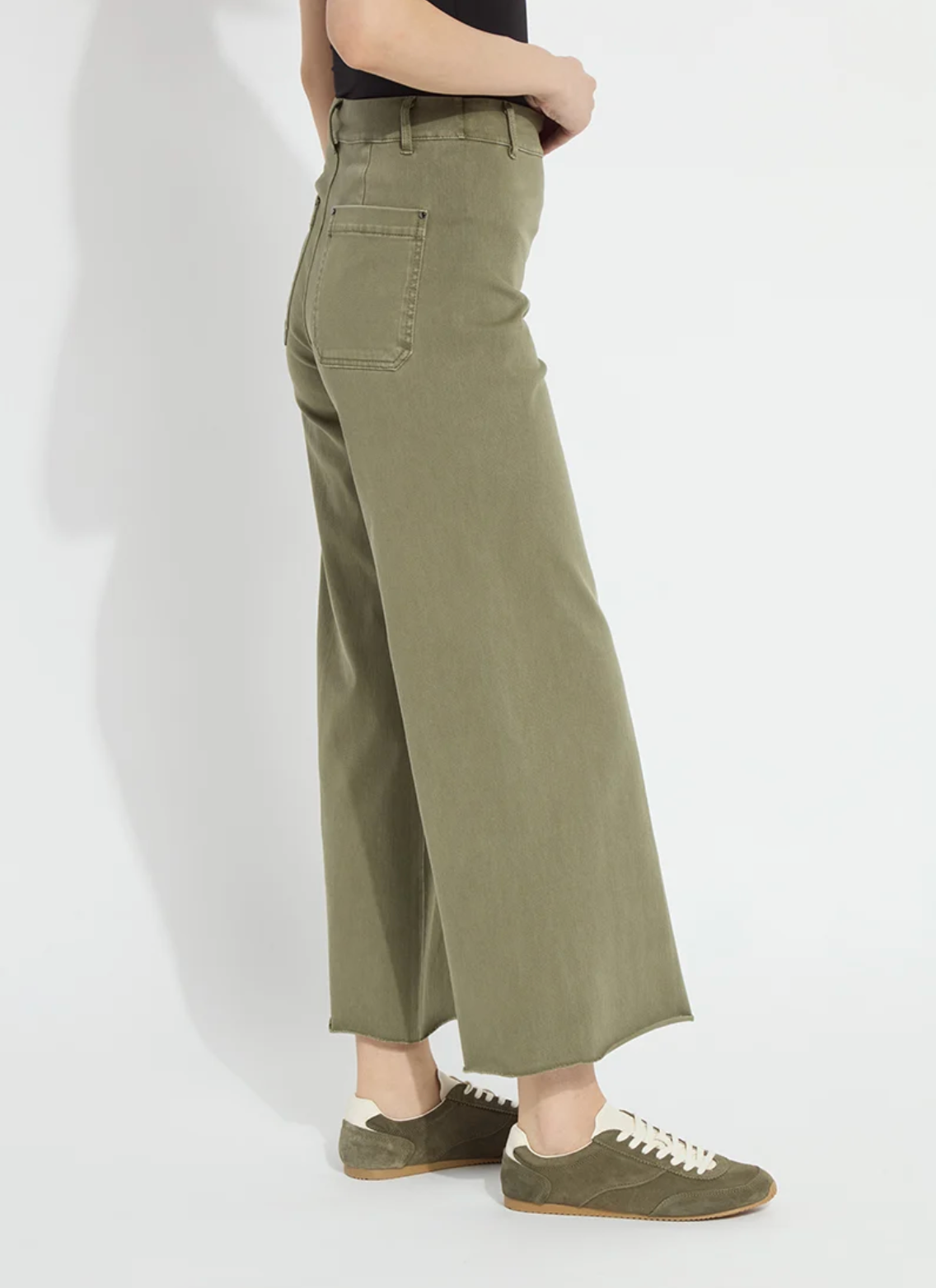 Erin Hi Waist Wide Leg Denim - Antique Wash Smoked Green