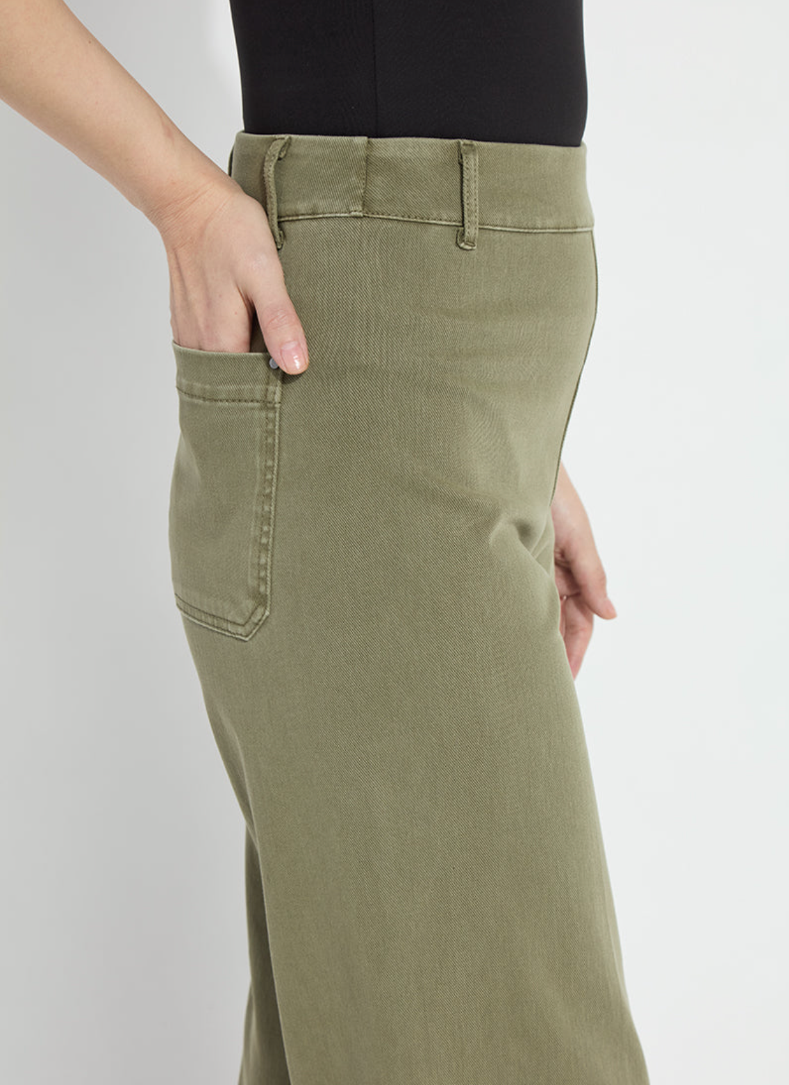 Erin Hi Waist Wide Leg Denim - Antique Wash Smoked Green
