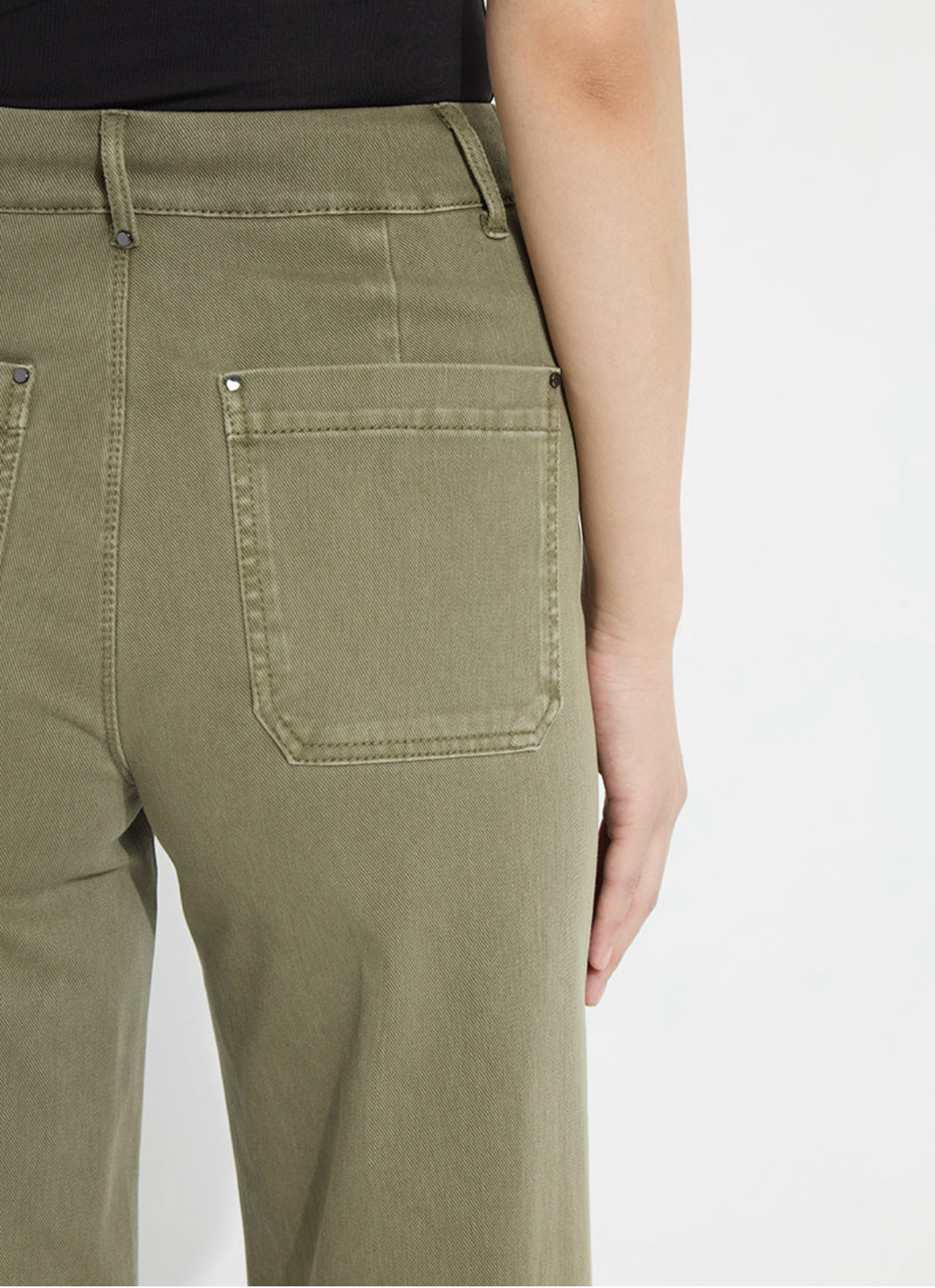 Erin Hi Waist Wide Leg Denim - Antique Wash Smoked Green