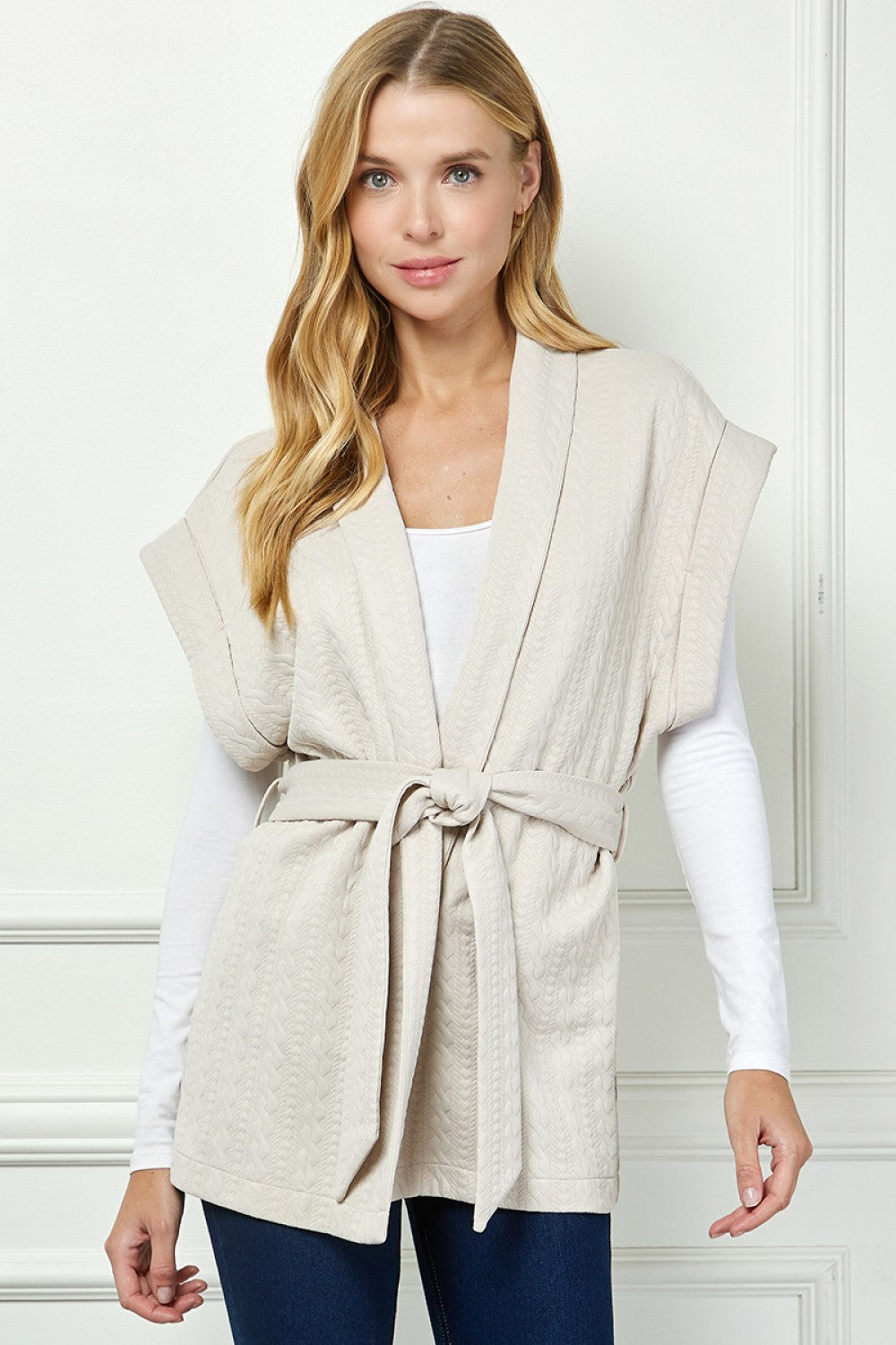 Belted Vest Jacket - Cream