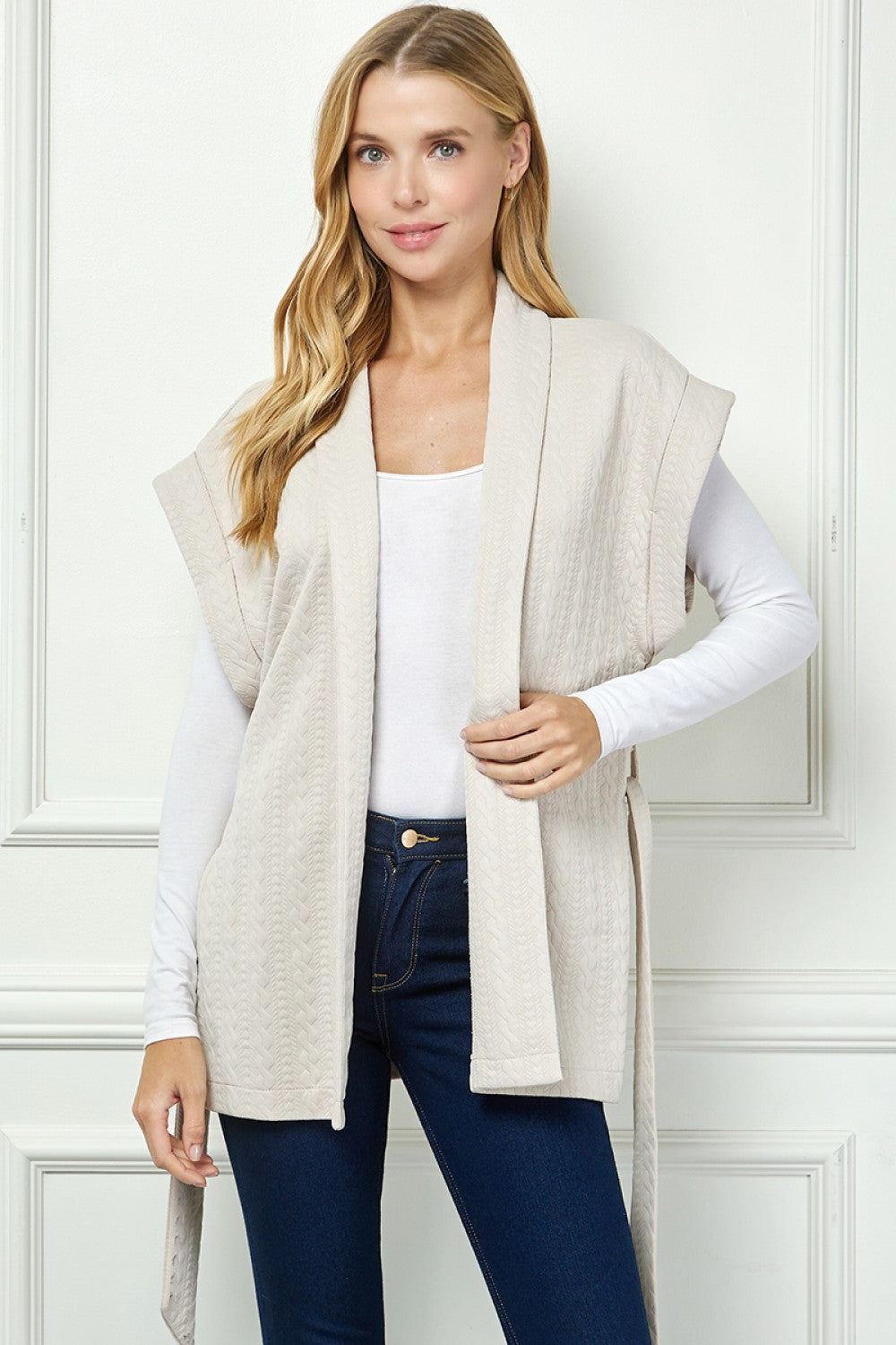 Belted Vest Jacket - Cream