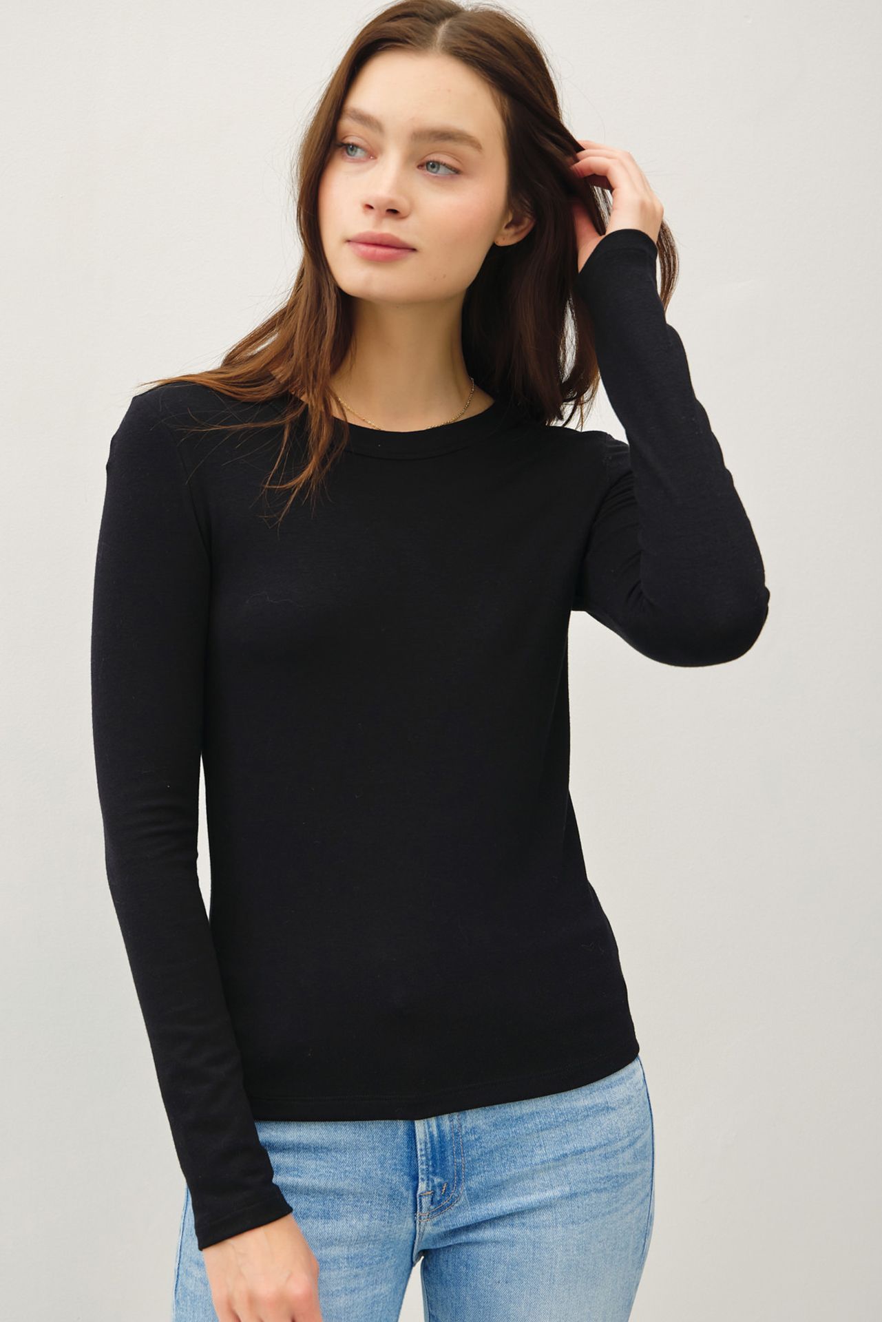 The Betty Basic Round Neck Long Sleeve Knit Top - Four Colors